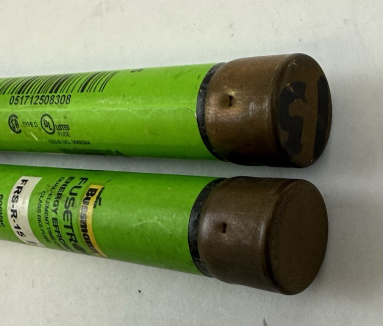 COOPER BUSSMANN FRS-R-15 15A RK5 TIME DELAY FUSE 600VAC LOT OF 2