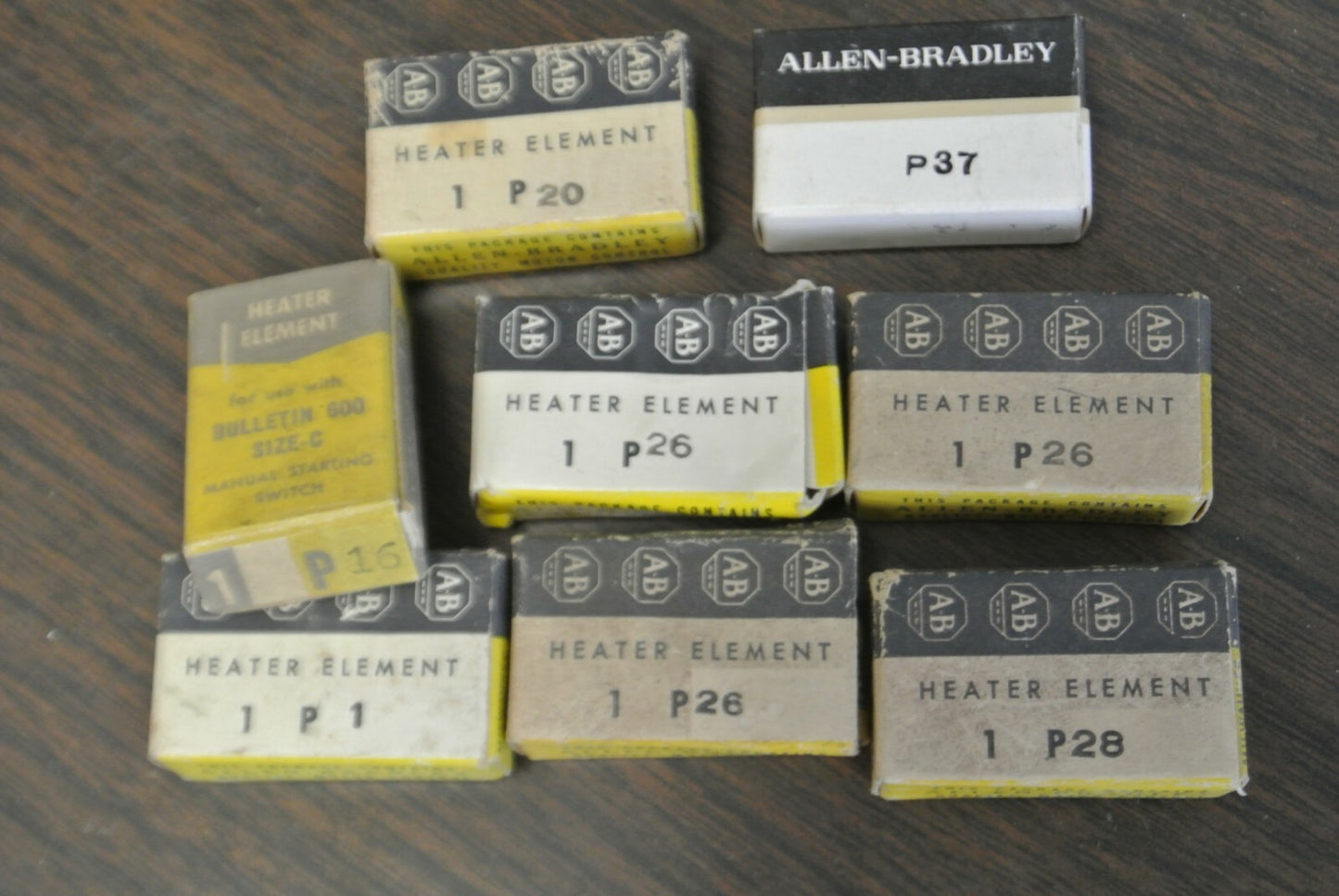 LOT of 8 / ALLEN-BRADLEY THERMAL OVERLOAD HEATER ELEMENTS P1, P16, P20, P26, P37