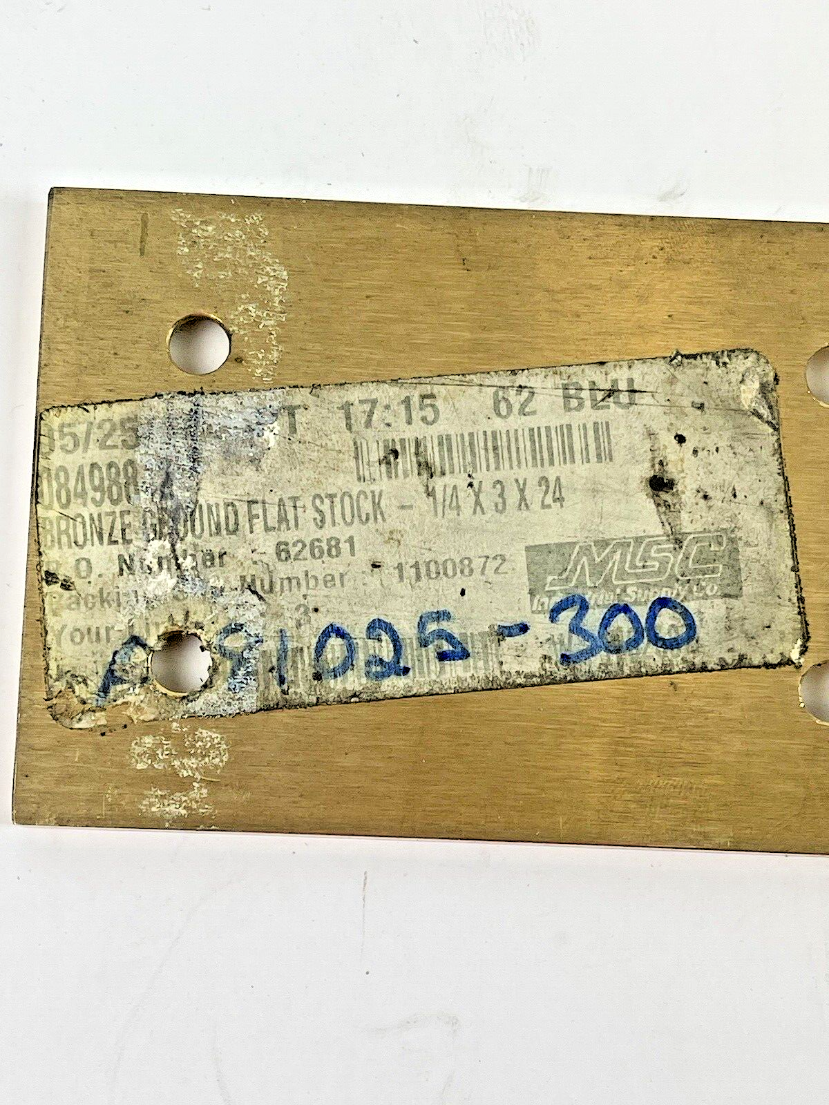 GROUND BEARING BRONZE RECTANGULAR BAR *LOT OF 4* - 1/4" Thick x 3" W x 4-1/2" L