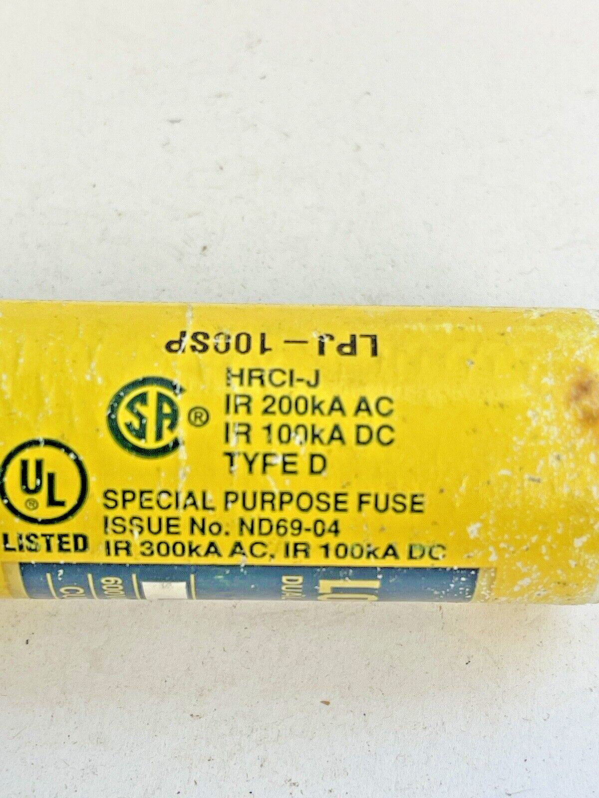 COOPER BUSSMANN LPJ-100SP DUAL ELEMENT CURRENT LIMITING FUSE 600VAC