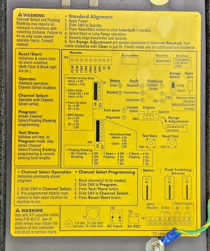 STI 70027-1000 LIGHT CURTAIN CONTROLLER LCC-FB-AC1-U 115VAC 50/60HZ 30VA