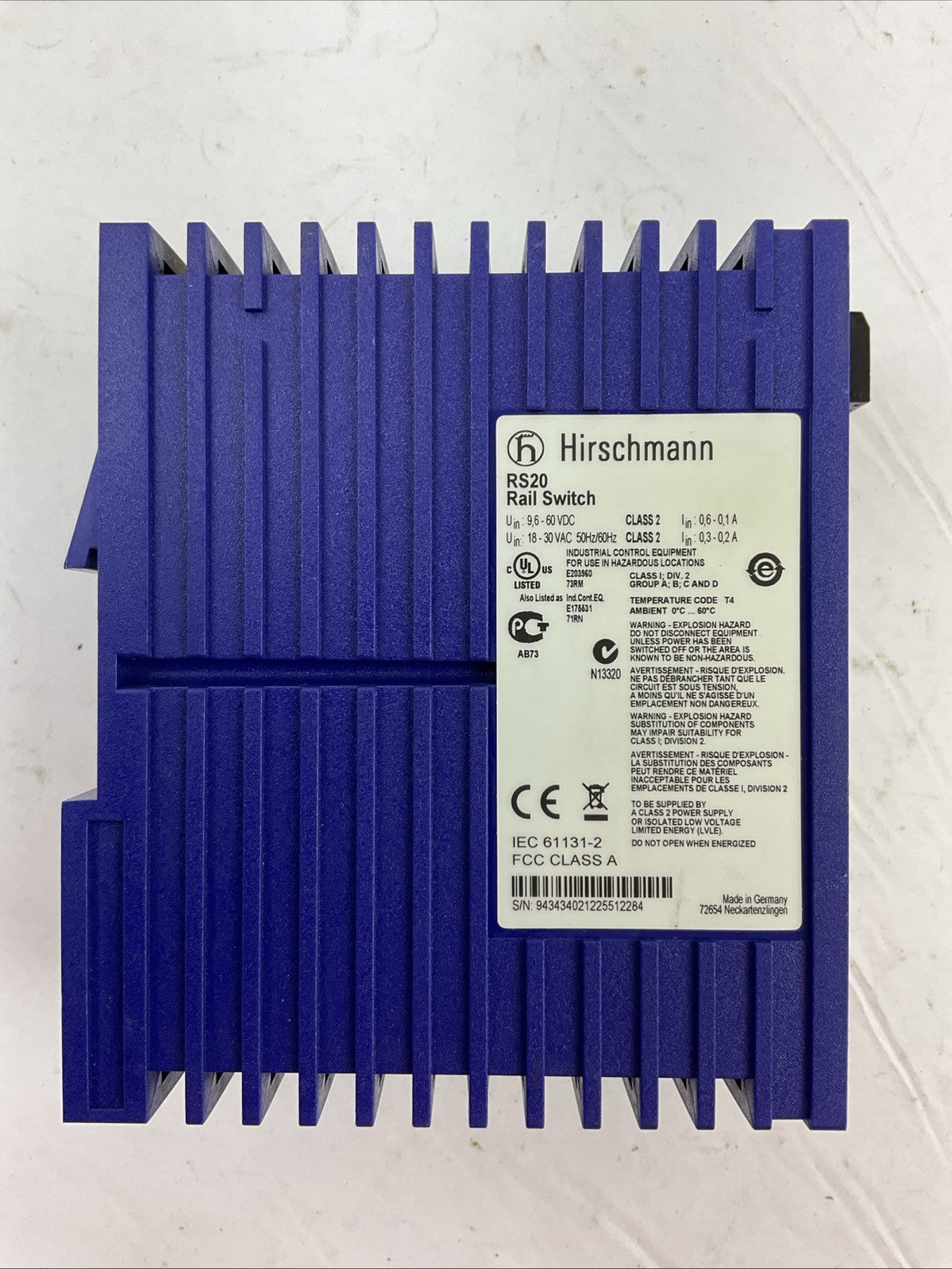 HIRSCHMANN RS20-0800T1T1SDAEHH07.1.01 DIN RAIL ETHERNET SWITCH