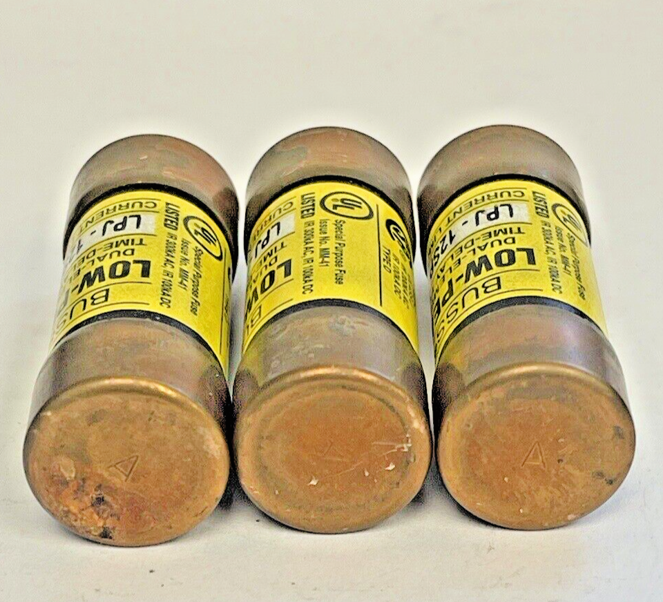 BUSS *LOT OF 3* LPJ-12SP LOW-PEAK DUAL-ELEMENT TIME-DELAY FUSE 12A 600VAC