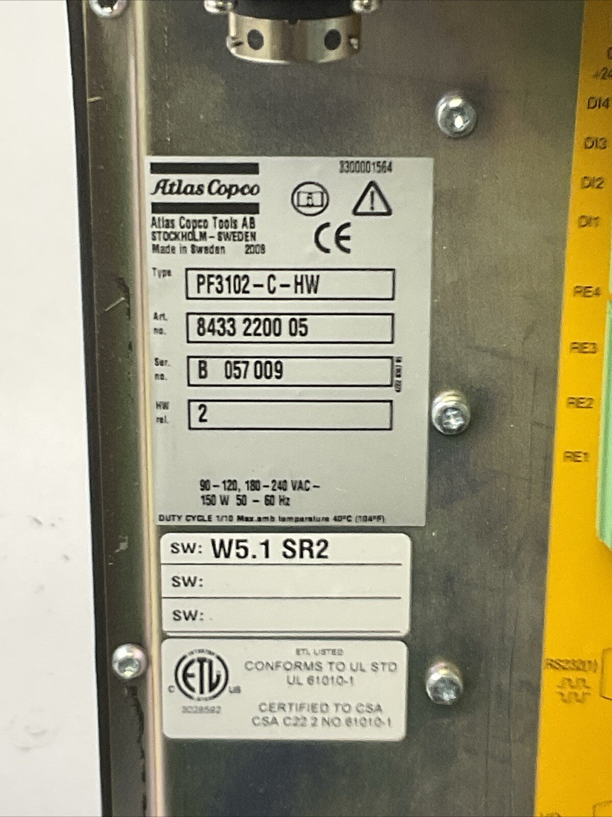 ATLAS COPCO PF3102-C-HW NUTRUNNER CONTROLLER