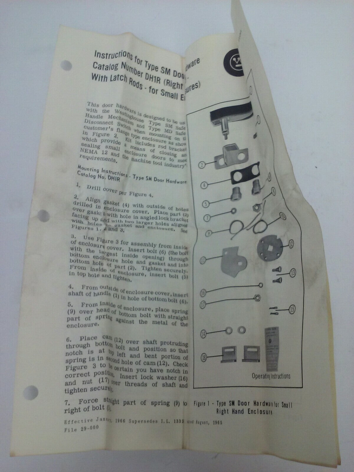 WESTINGHOUSE DH1R DOOR HANDLE FOR TYPE SM MECH. INTERLOCK RODS R.H.
