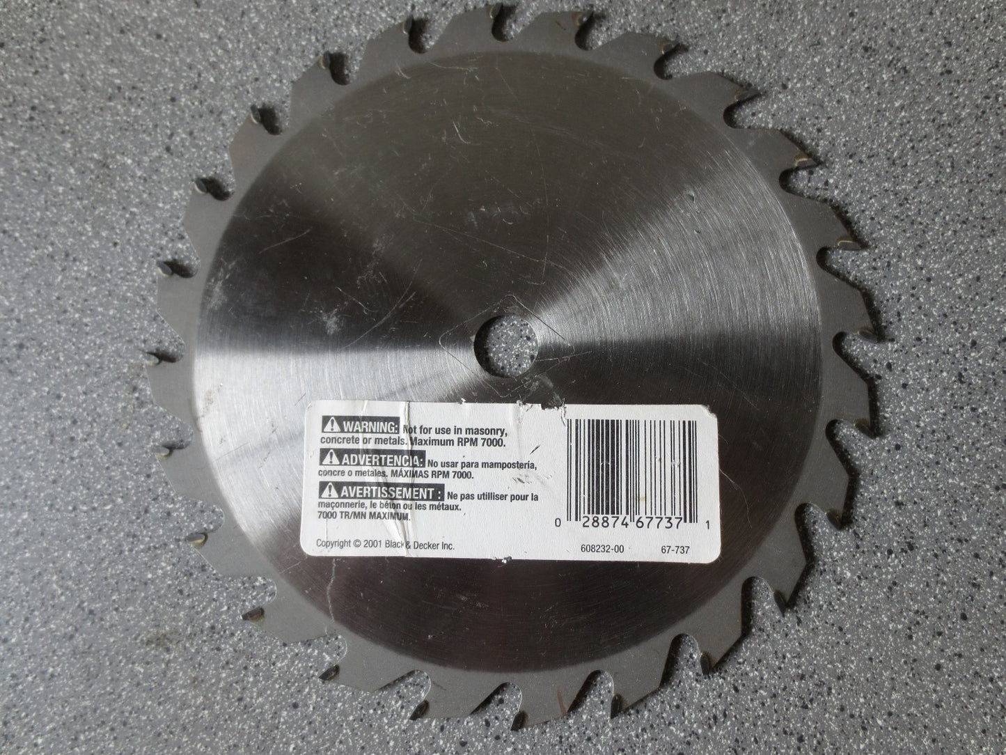 BLACK & DECKER CIRC. SAW BLADE 7-1/4" 24T CARBIDE RIPPING/CROSSCUT - NEW SURPLUS