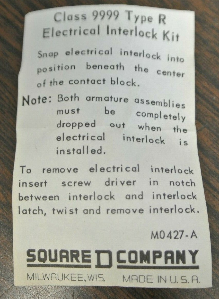 SQUARE D / 9999 R-13 / ELECTRICAL INTERLOCK / NEW SURPLUS