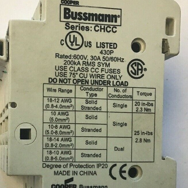 BUSSMANN CHCC FUSE BLOCK HOLDER 1POLE 600V 30A ***LOT OF 3***