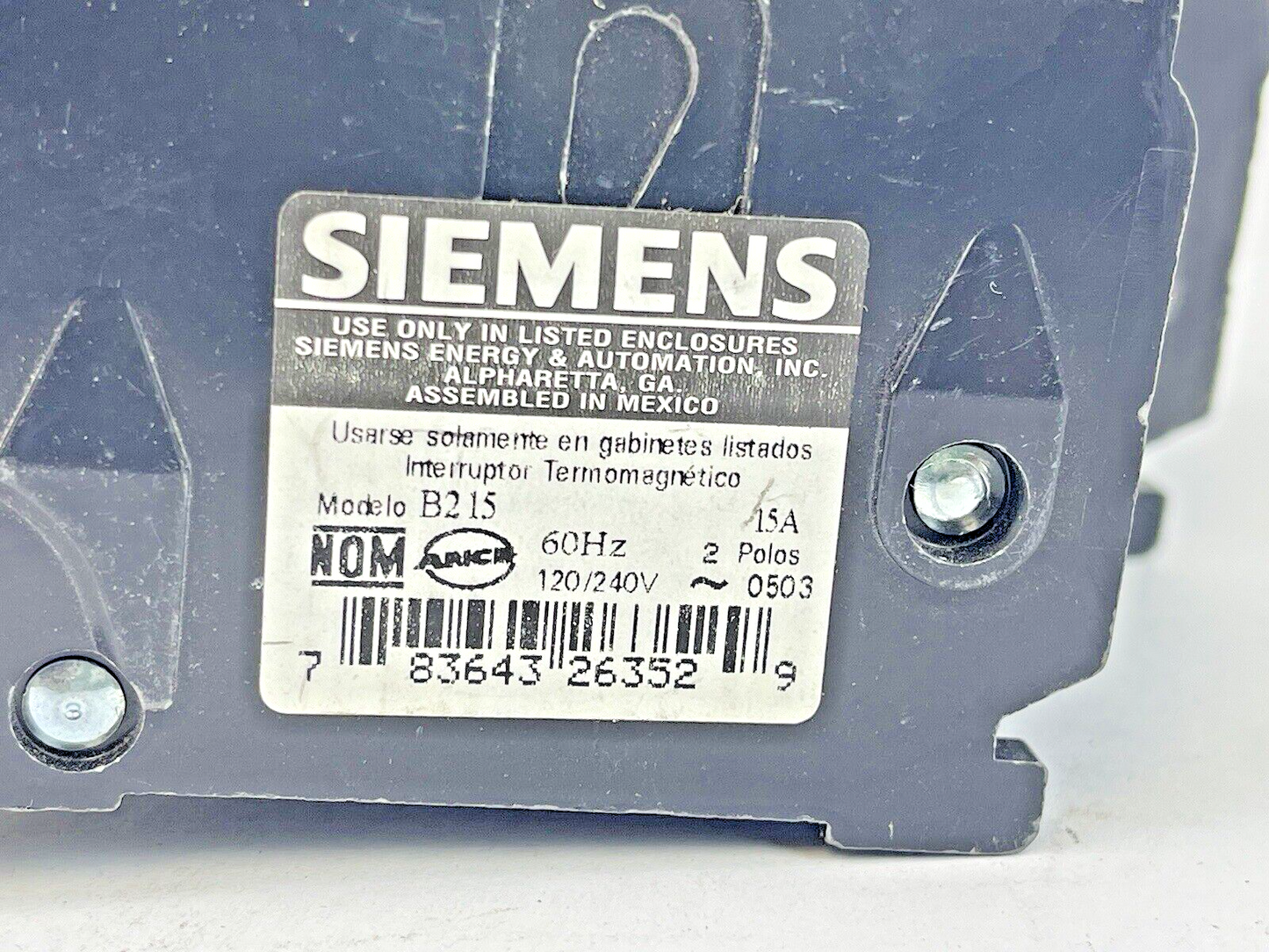SIEMENS *LOT OF 2* - B215 - CIRCUIT BREAKERS -2 POLE, 15A, 240 VAC, 60Hz TYPE BL