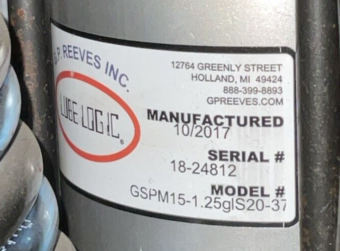 GRACO 206405 SER G17K AIR POWERED PUMP G.P. REEVES GSPM15-1.25glS20-37