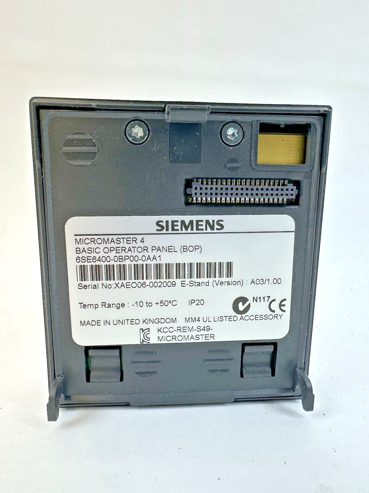 SIEMENS 6SE6400-0BP00-0AA1 MICROMASTER 4 BASIC OPERATOR PANEL E-STAND V A03/1.00