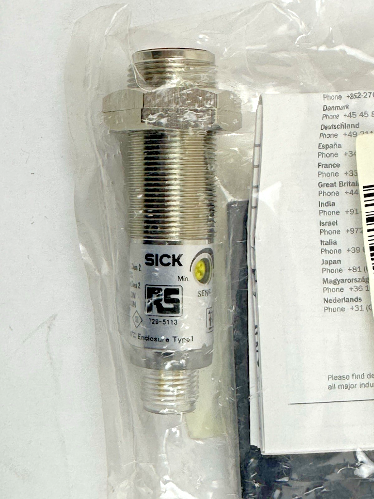 SICK VL180-2P42431F38 PHOTOELECTRIC SENSOR 729-5113 10-30VDC 100mA M18