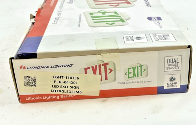 LITHONIA LIGHTING RED AND GREEN LED EXIT SIGN