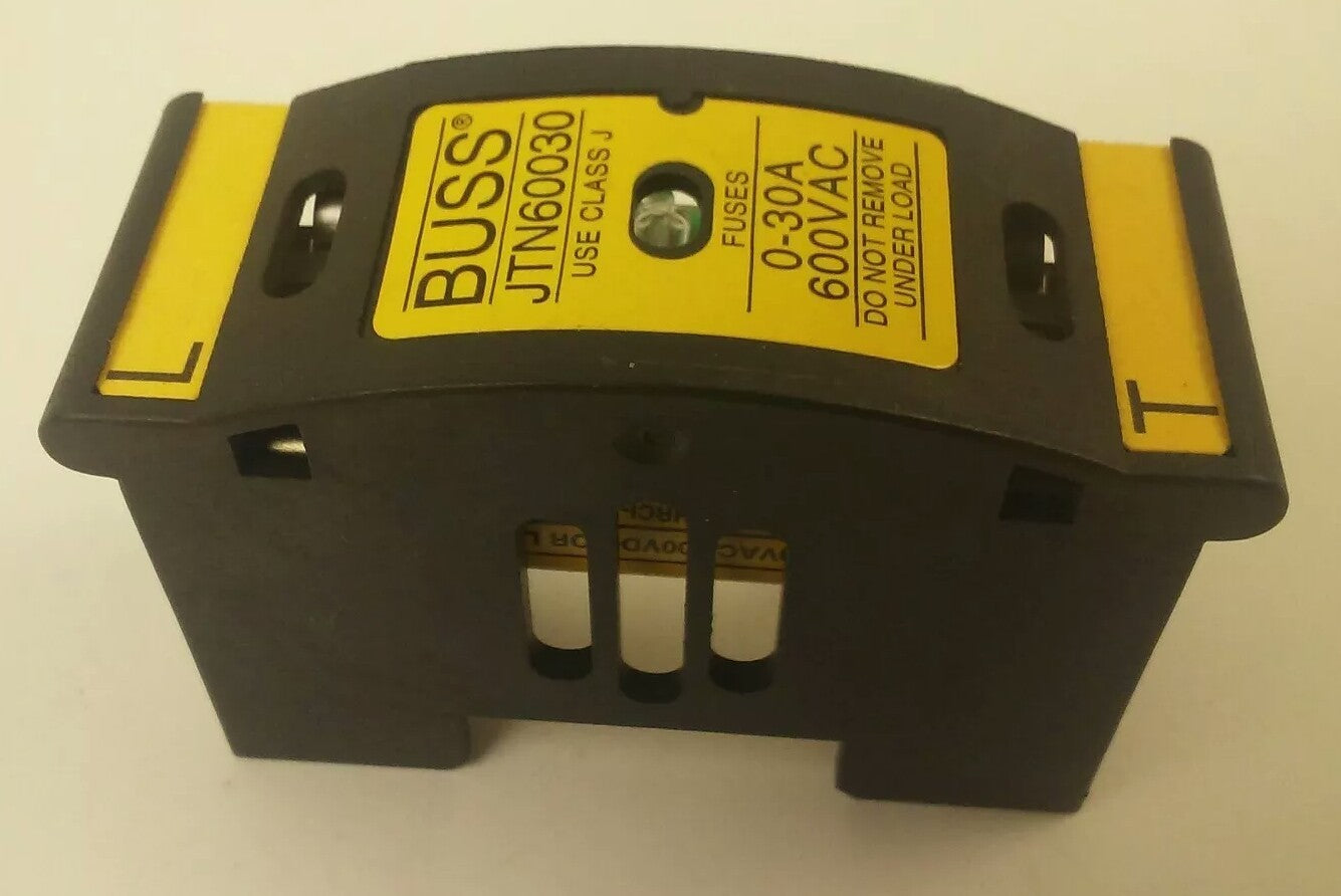 BUSS JTN60030 FUSE HOLDER 0-30AMP 600VAC, WITH BUSS LPJ-10SP LOW PEAK FUSE