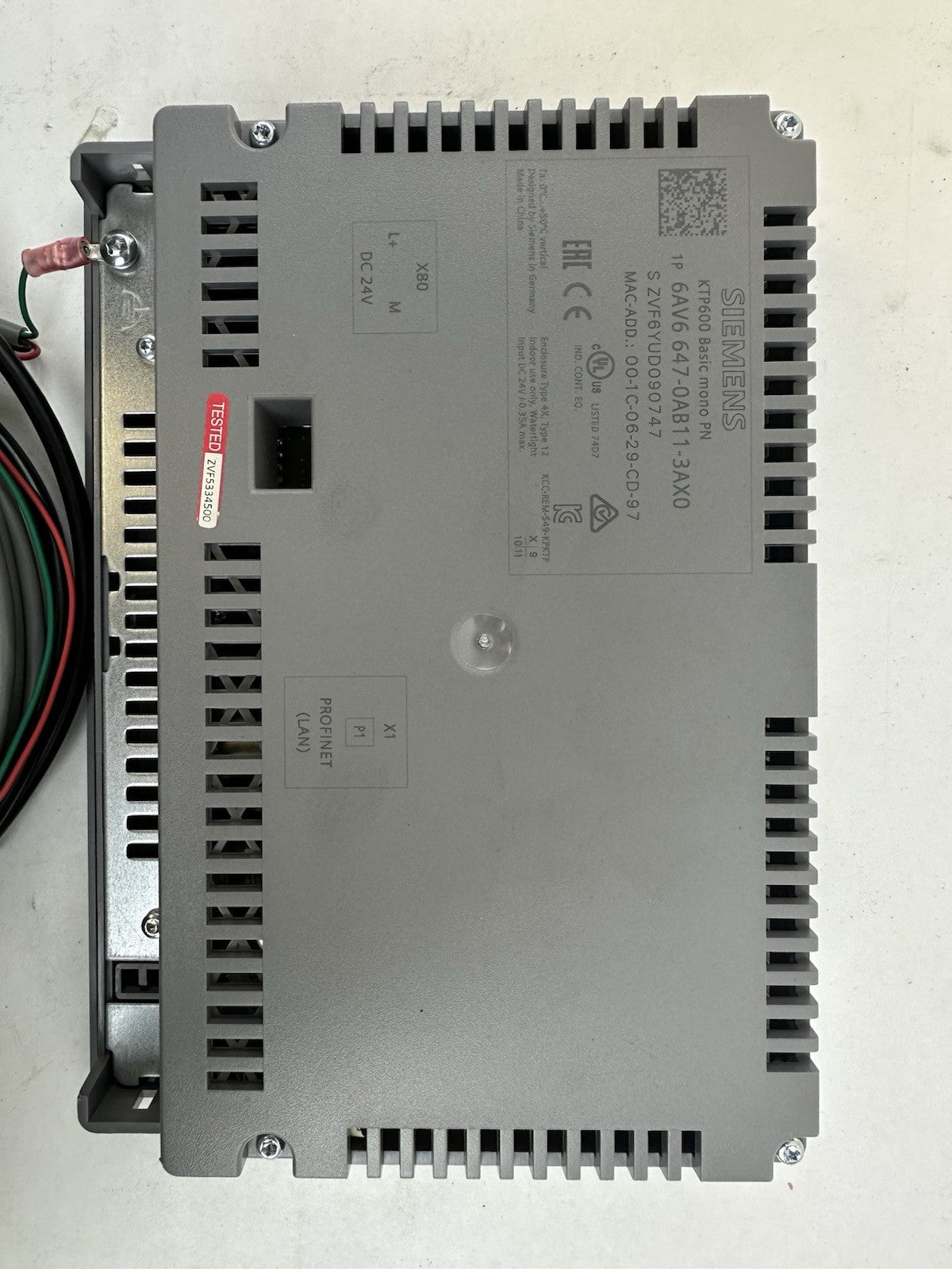 SIEMENS 6AV6 647-0AB11-3AX0 SIMATIC KTP600 BASIC MONO PN HMI TOUCH PANEL