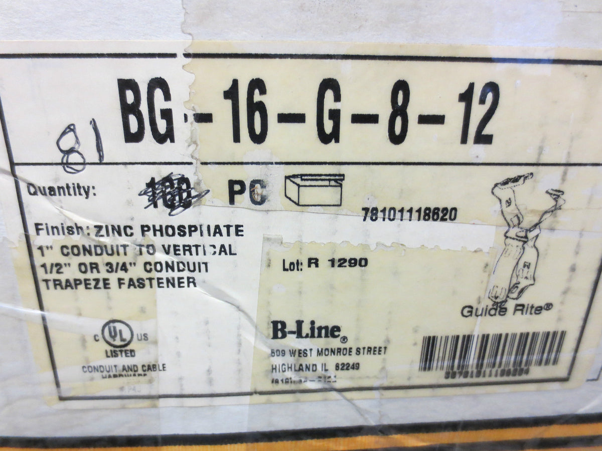 COOPER B-LINE BG-16-G-8-12 CONDUIT TRAPEZE FASTENERS NEW LOT of approx. 80