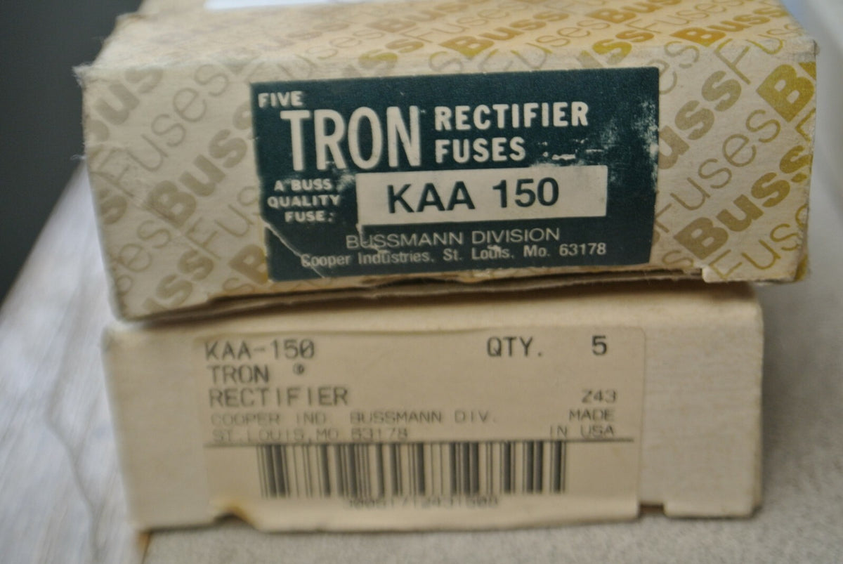 BOX of 5 / BUSSMANN / TRON KAA150 RECTIFIER FUSE / 150A / 130V / NEW SURPLUS