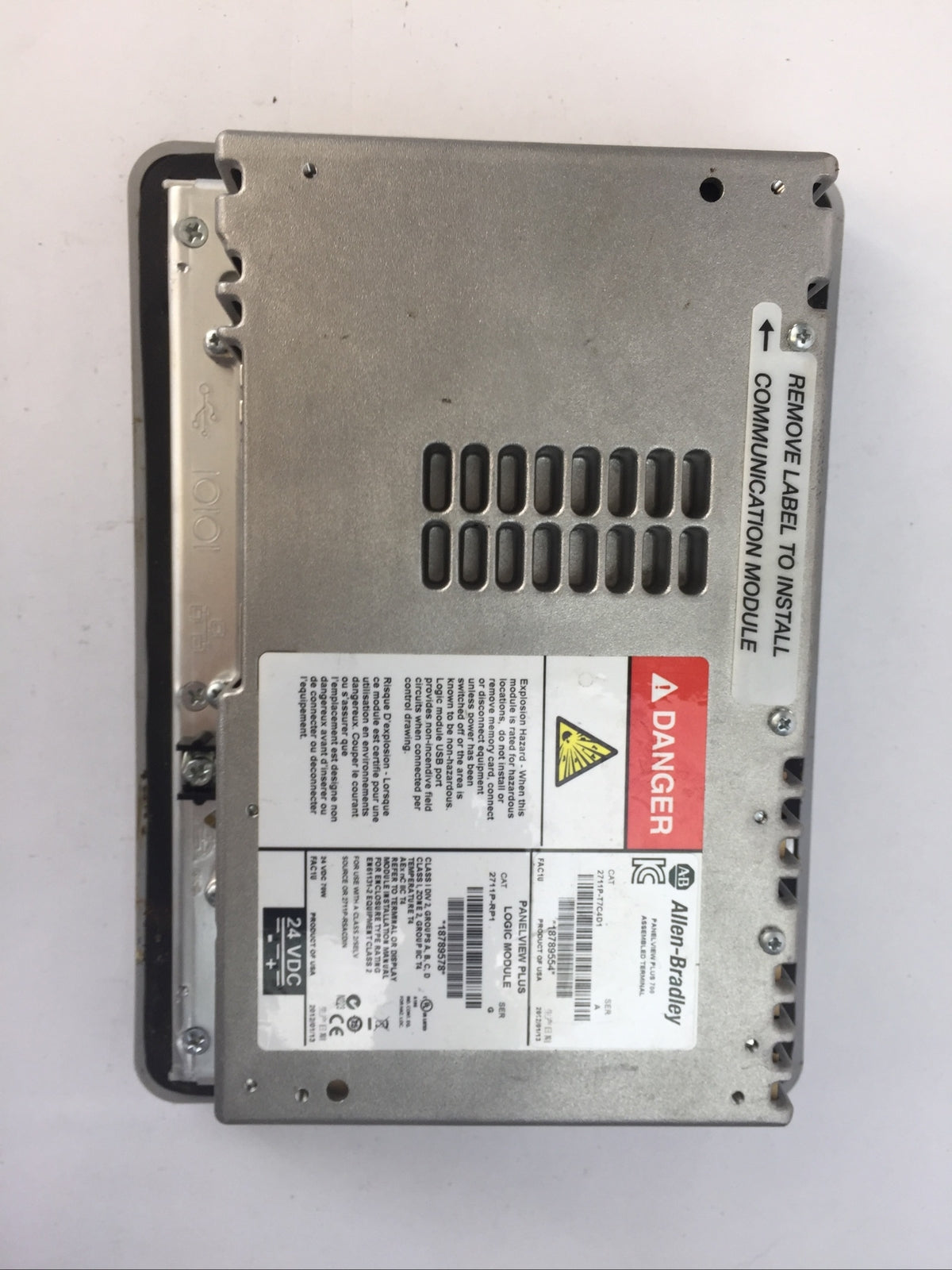 ALLEN BRADLEY 2711P-T7C4D1 SER A PANELVIEW PLUS 700 2711P-RP1 LOGIC MODULE SER G