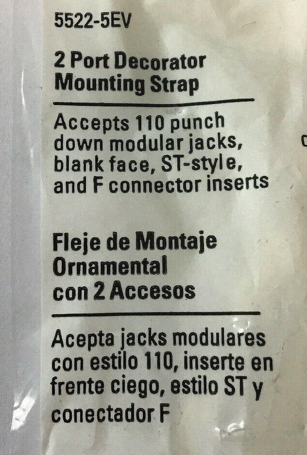 COOPER WIRING DEVICES 5522-5EV IVORY 2 PORT DECORATOR MOUNTING STRAP***LOTOF9***