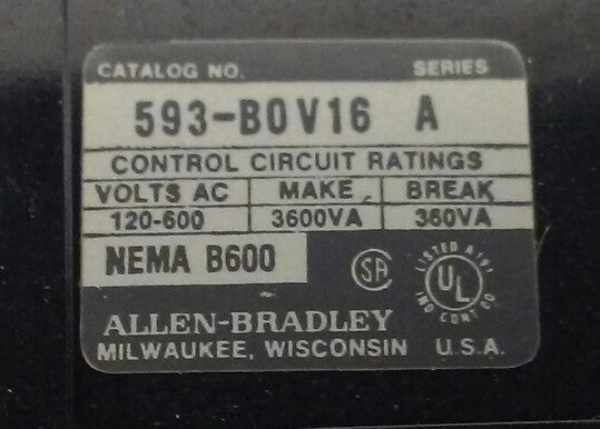 Allen Bradley Overload Relay 593-B0V16 Ser. A (NEW SURPLUS)