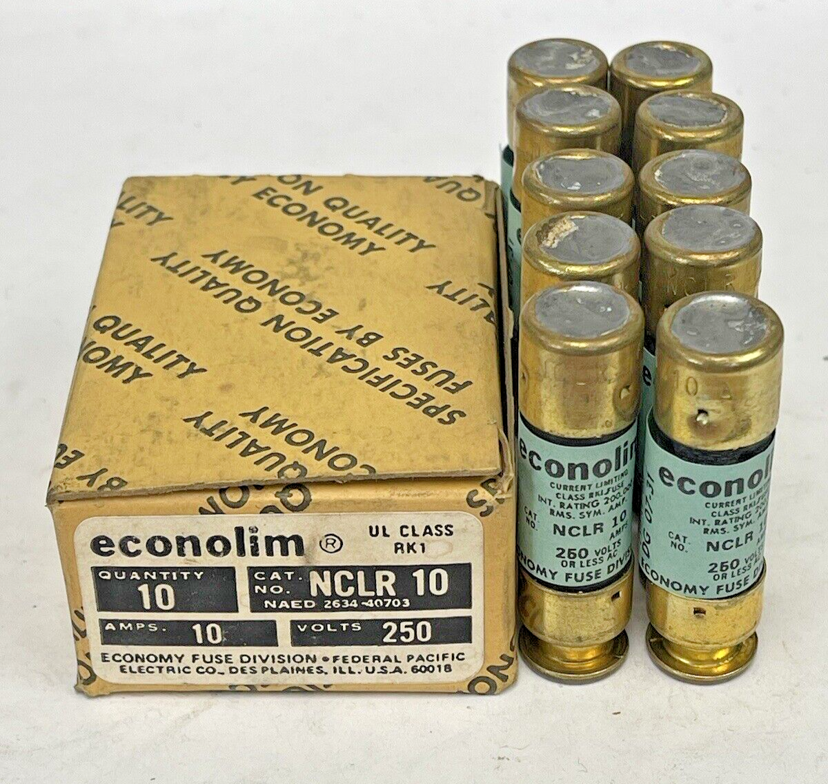 ECONOLIM *BOX OF 10* - NCLR 10 - 10 AMP,250 VAC, CURRENT-LIMITING CLASS RK1 FUSE