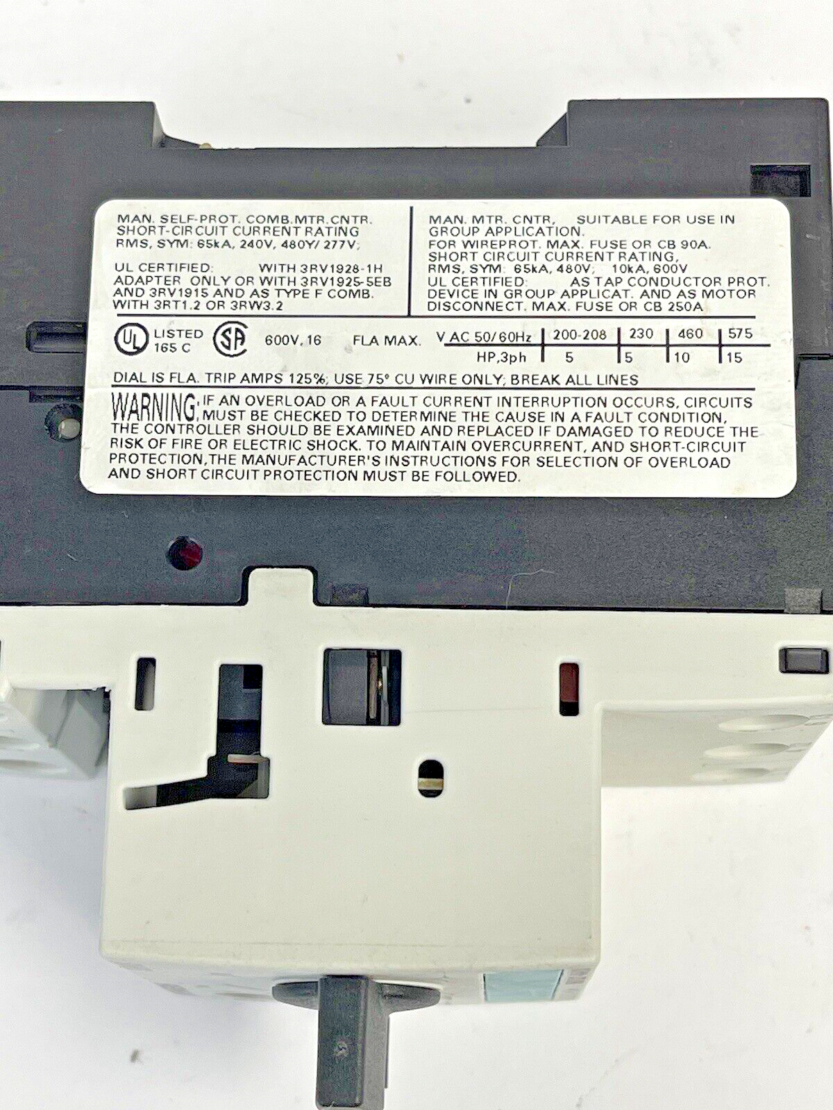 SIEMENS - 3RV1021-4AA10 - CIRCUIT BREAKER / MOTOR PROTECTOR