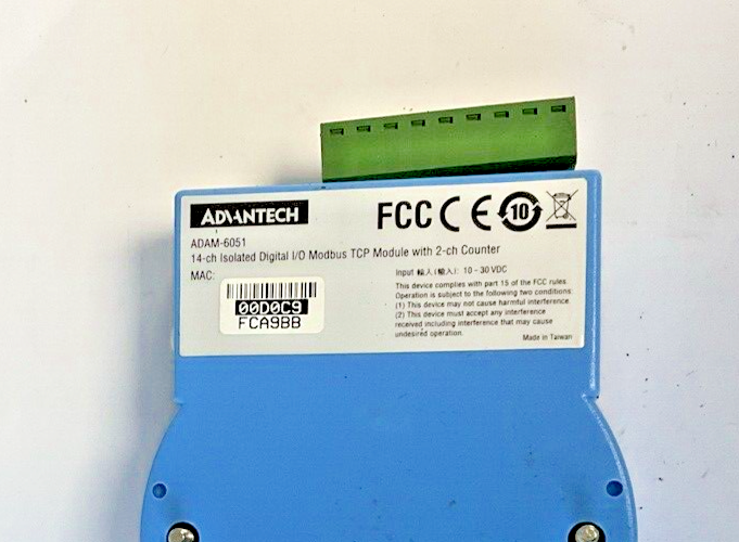 ADVANTECH ADAM-6051 14-CH ISOLATED DIGITAL I/O TCP MODULE W 2-CH COUNTER