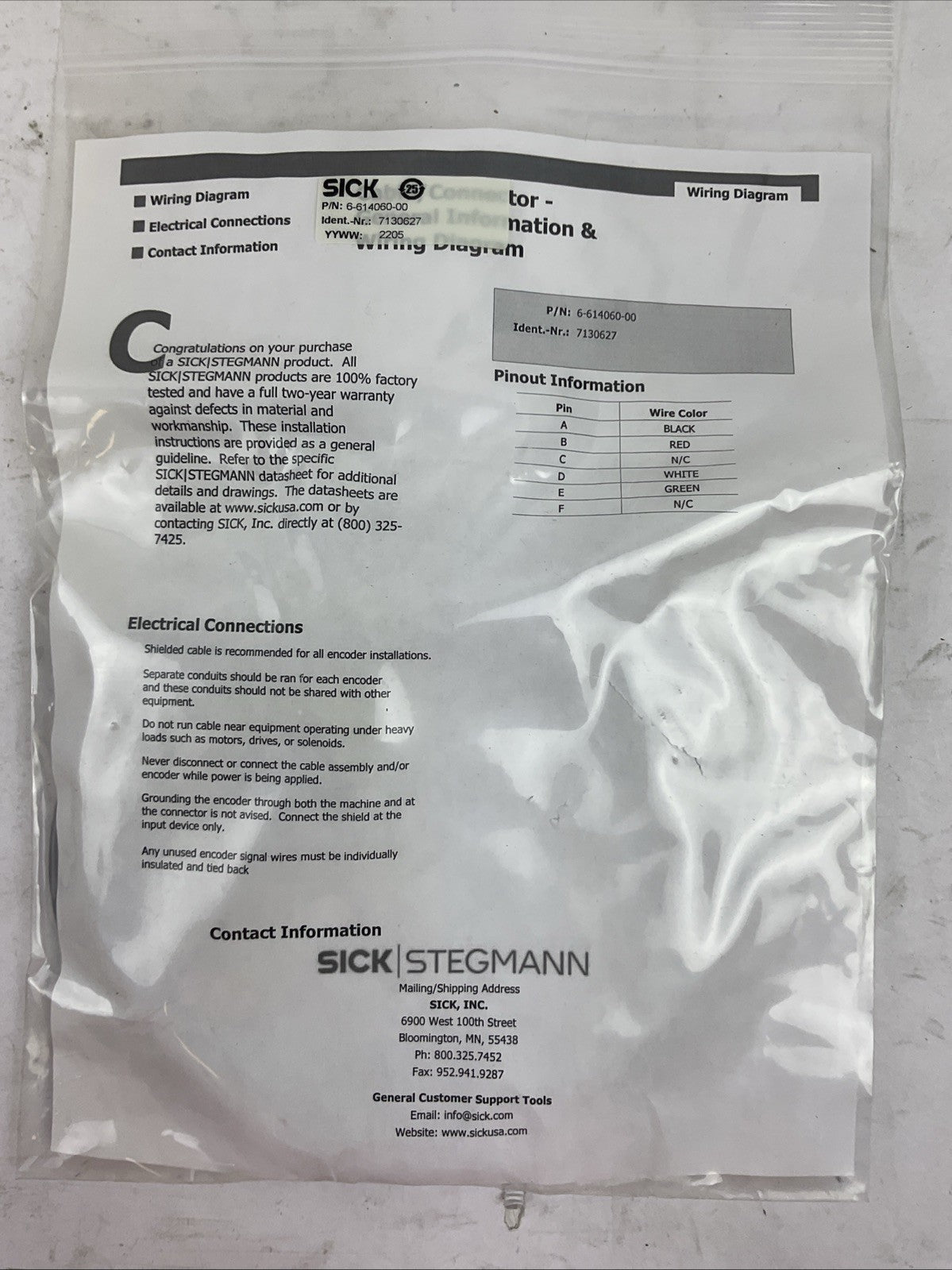 SICK DUV60E-D4KZHAZAS01 INCREMENTAL ENCODER 4.75-30VDC