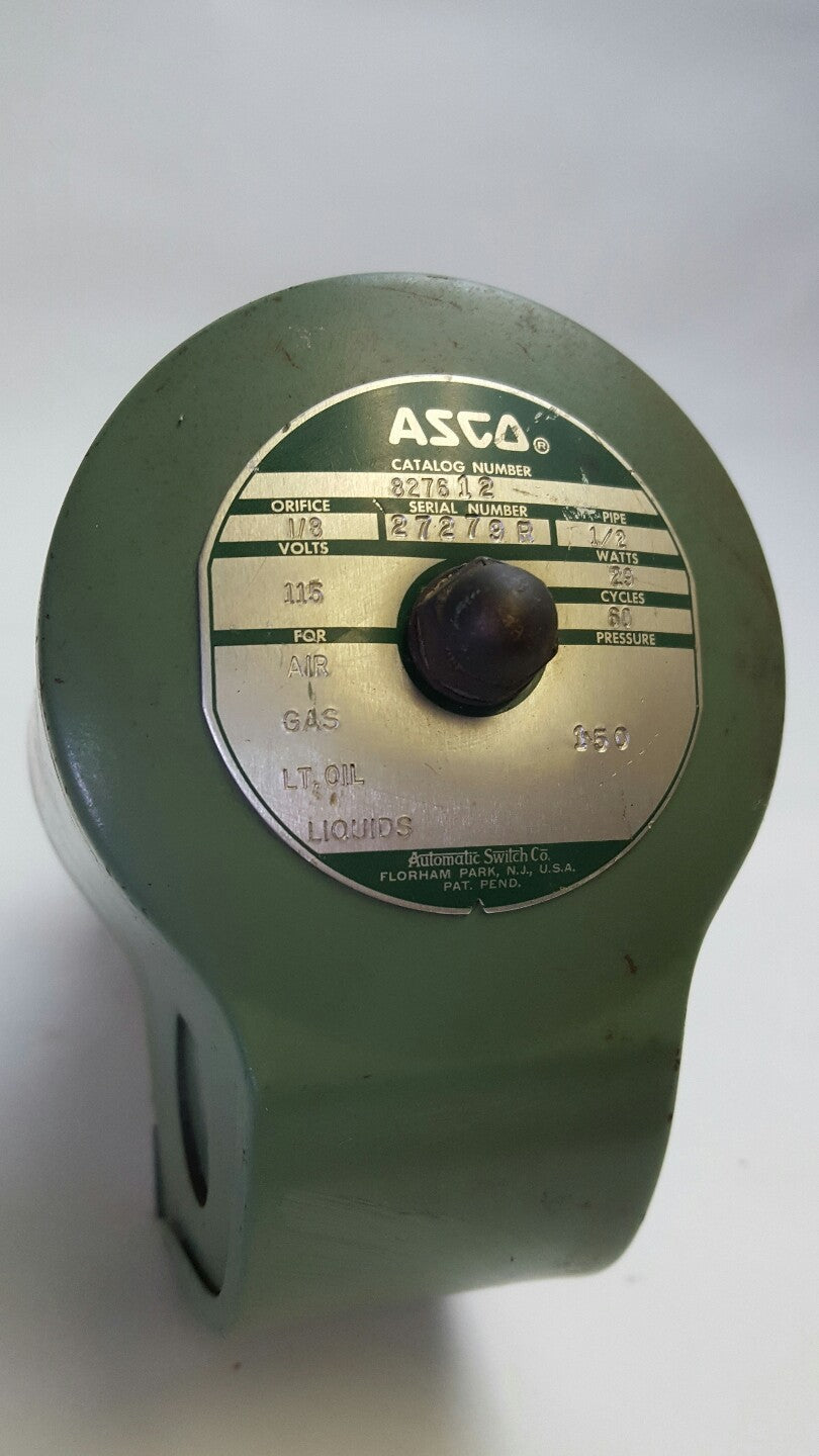 ASCO 827612 SOLENOID VALVE 115/60 1/2" NPT 29W ORIFICE 1/8