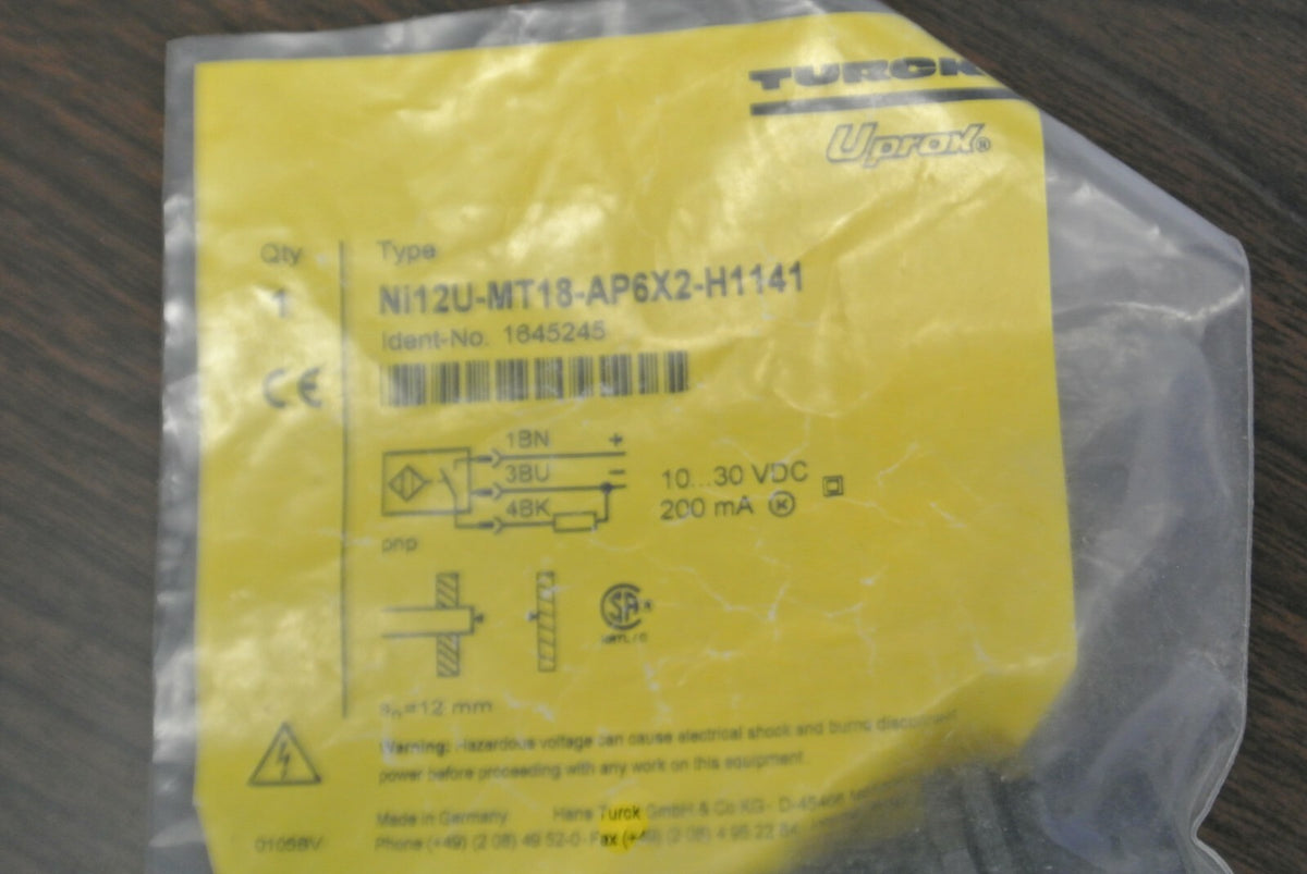 TURCK Ni12U-MT18-AP6X2-H1141 PROXIMITY SENSOR / 10-30VDC / 200mA / NEW SURPLUS