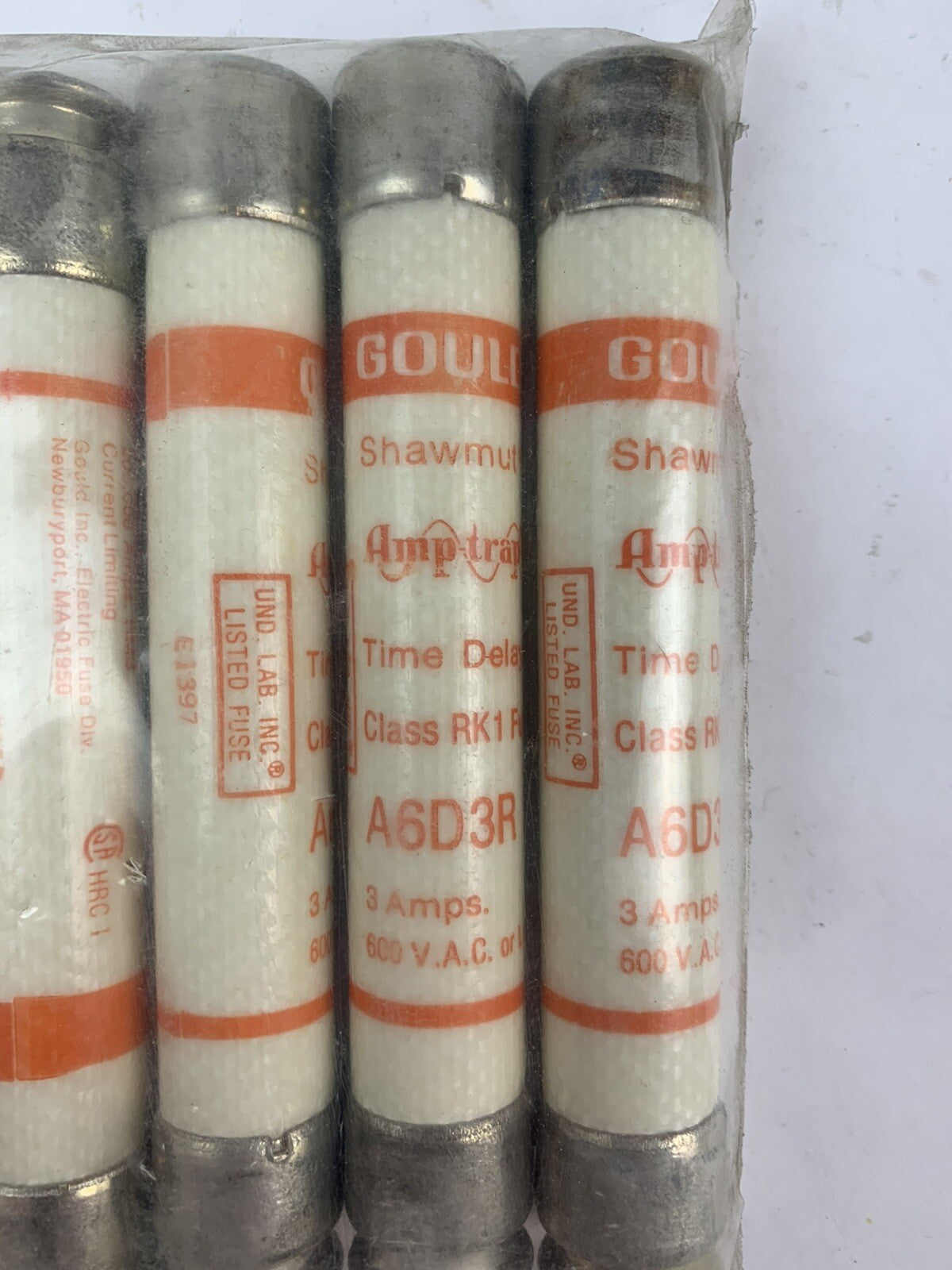 GOULD SHAWMUT A6D3R RK1 TIME DELAY FUSE AMP-TRAP II 3AMP 600VAC "Lot of 10"