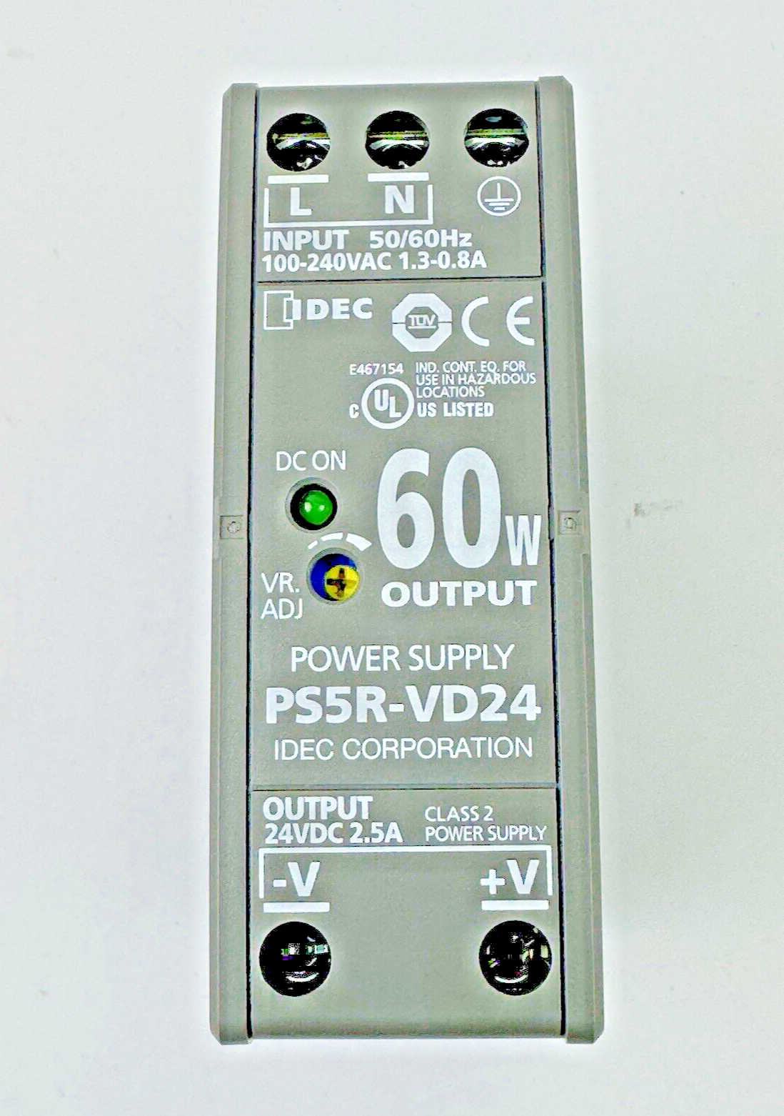 IDEC CORPORATION - PS5R-VD24 - SWITCHING POWER SUPPLY -60W OUTPUT, 24 VDC, 2.5A