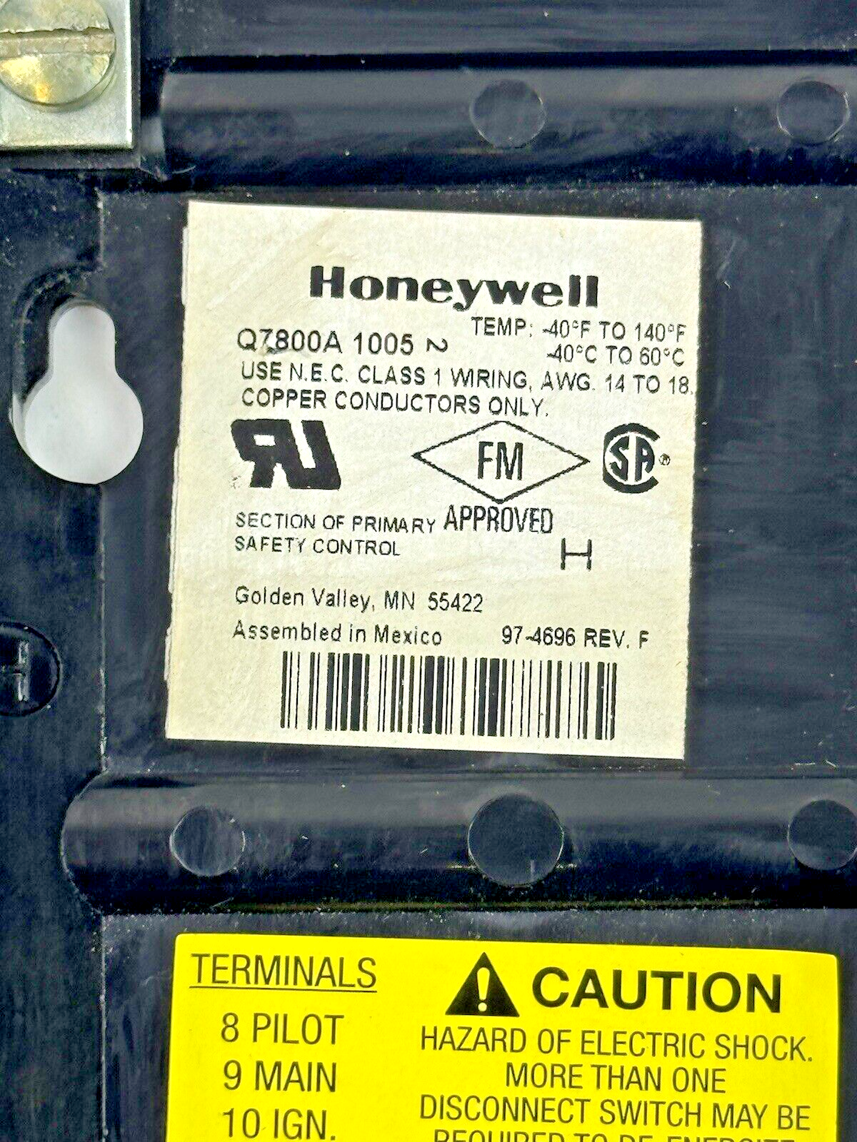 HONEYWELL - RM7823 A 1016 - ULTRAVIOLET FLAME AMPLIFIER - BURNER CONTROL