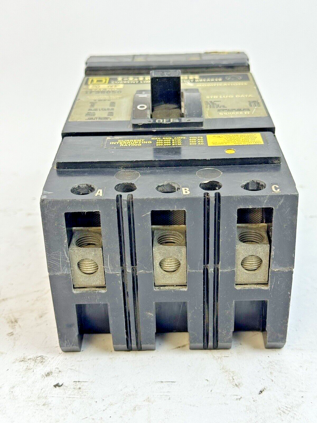 SQUARE D - IF36050 - I-LIMITER CIRCUIT BREAKER - 50 AMP, 3 POLE, 600 VAC