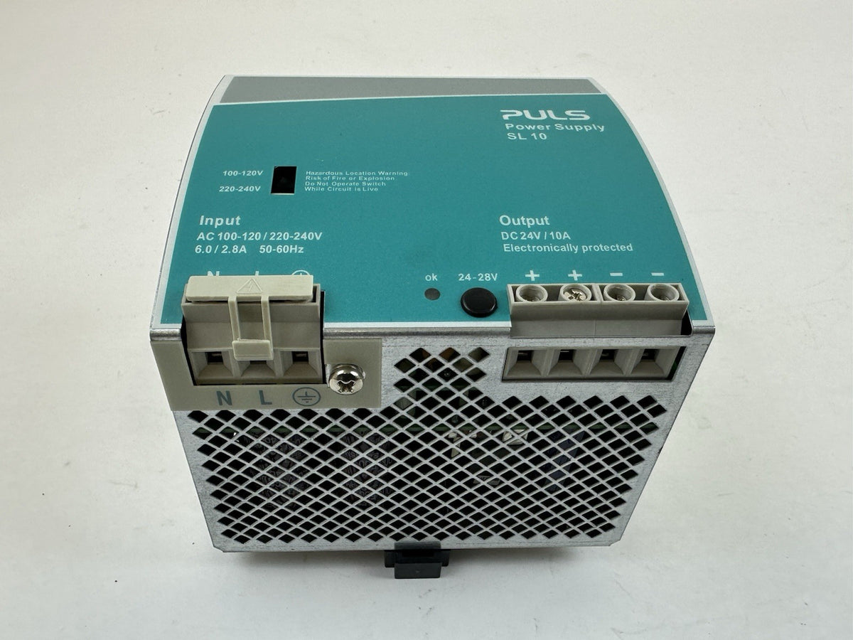 PULS SL10.105 POWER SUPPLY OUTPUT 24-28VDC 10A INPUT 100-120/200-240VAC 6/2.8A