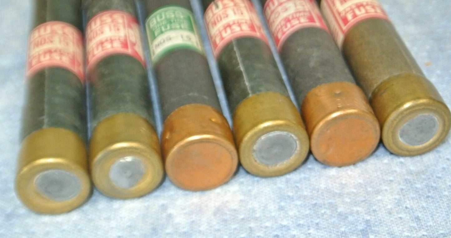 LOT of 6 / BUSS NOS15 ONE-TIME FUSE / 15A / 600V