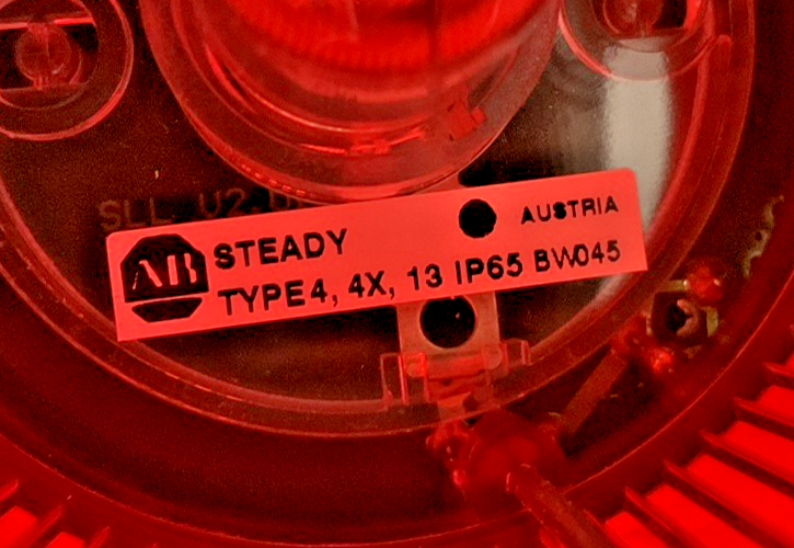ALLEN BRADLEY 855T-B10DN4 STACK LIGHT RED SER.B 120V