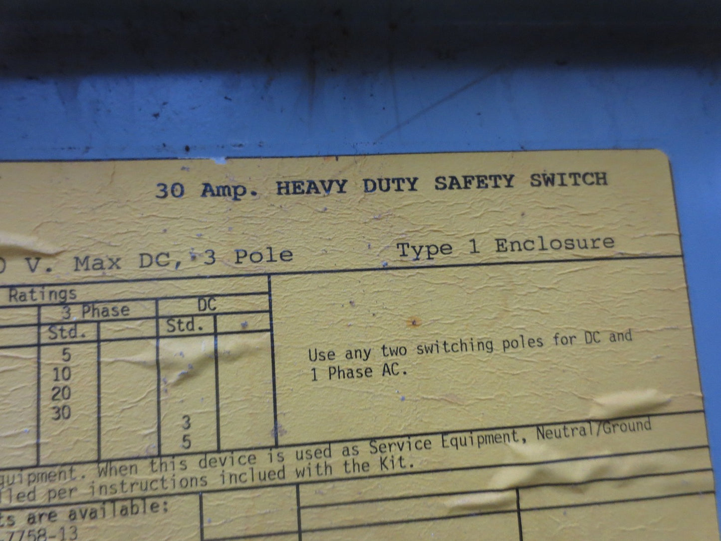 EATON / CUTLER-HAMMER DH361UGK 600V 30A HEAVY DUTY FUSIBLE SAFETY SWITCH