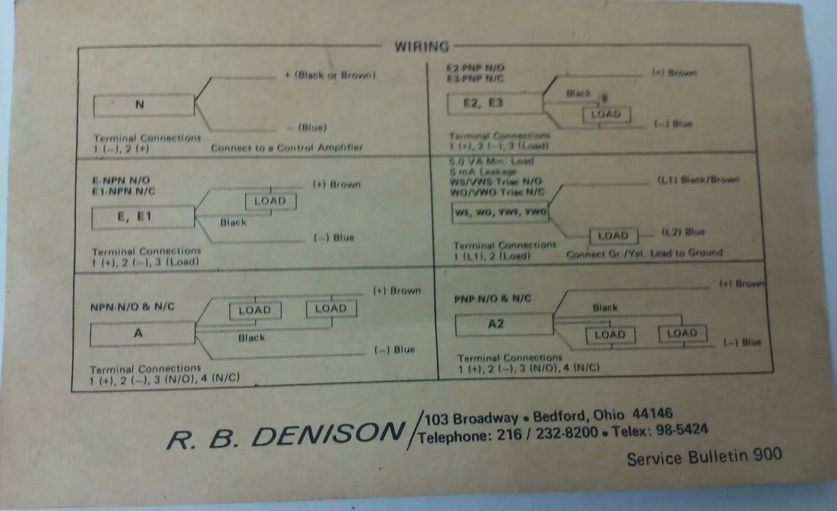 R.B.DENISON NJ15+B+VN, PROXIMITY LIMIT SWITCH, BULLENTIN 900, NEW SURPLUS