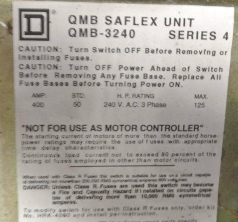 SQUARE D QMB-3240 - QMB SAFLEX SWITCH ENCLOSURE (ONLY)