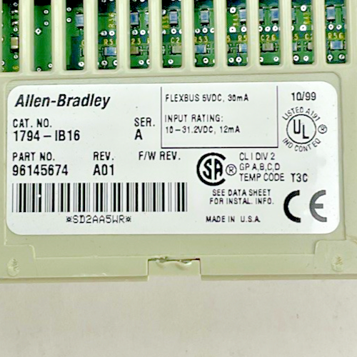 ALLEN BRADLEY 1794-IB16 INPUT MODULE CAT.REV. M01 REV.A01 SER.A 31.2VDC
