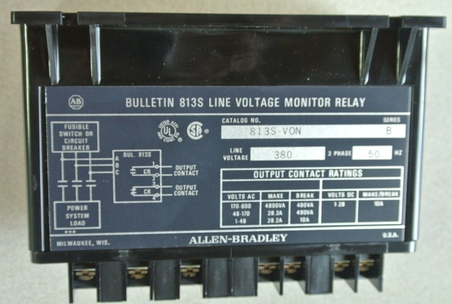 ALLEN-BRADLEY 813S-VON Ser. B LINE VOLTAGE MONITOR RELAY 440/380V - NEW SURPLUS