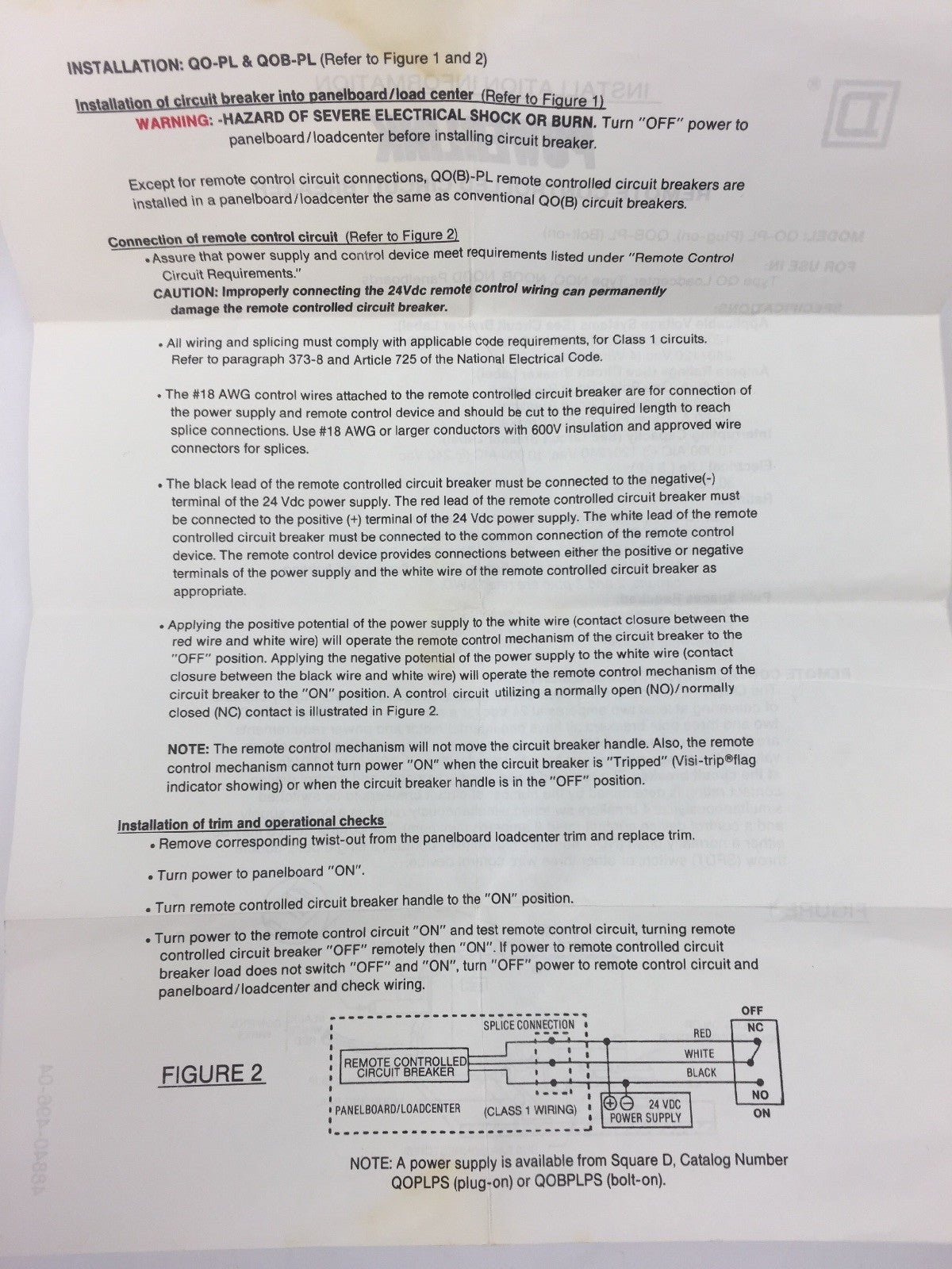 SQUARE D QOB120PL 20A 1 POLE 120/240V 50/60HZ 10,000 AIR/A NOM CIRCUIT BREAKER