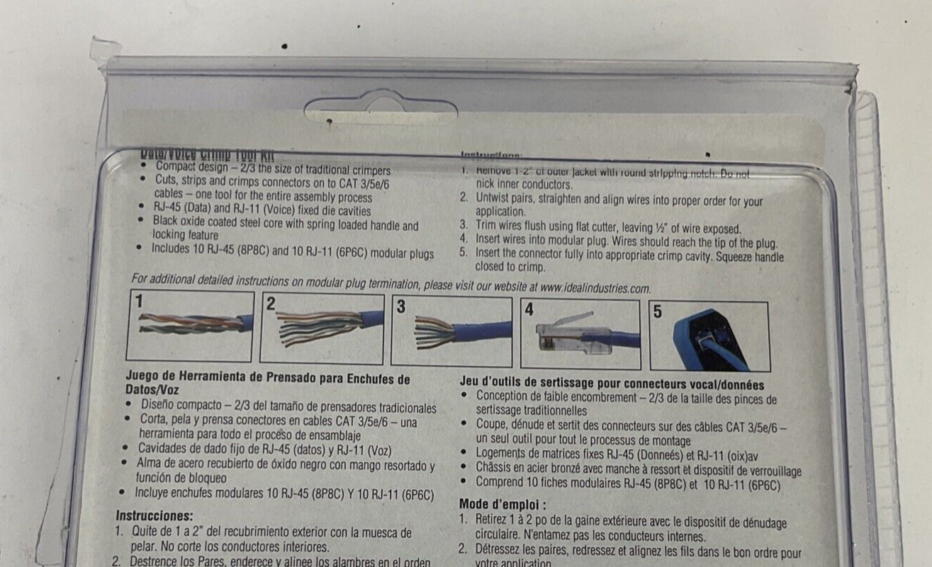 IDEAL 33-396 DATA/VOICE CRIMP TOOL KIT PACKAGED OPEN