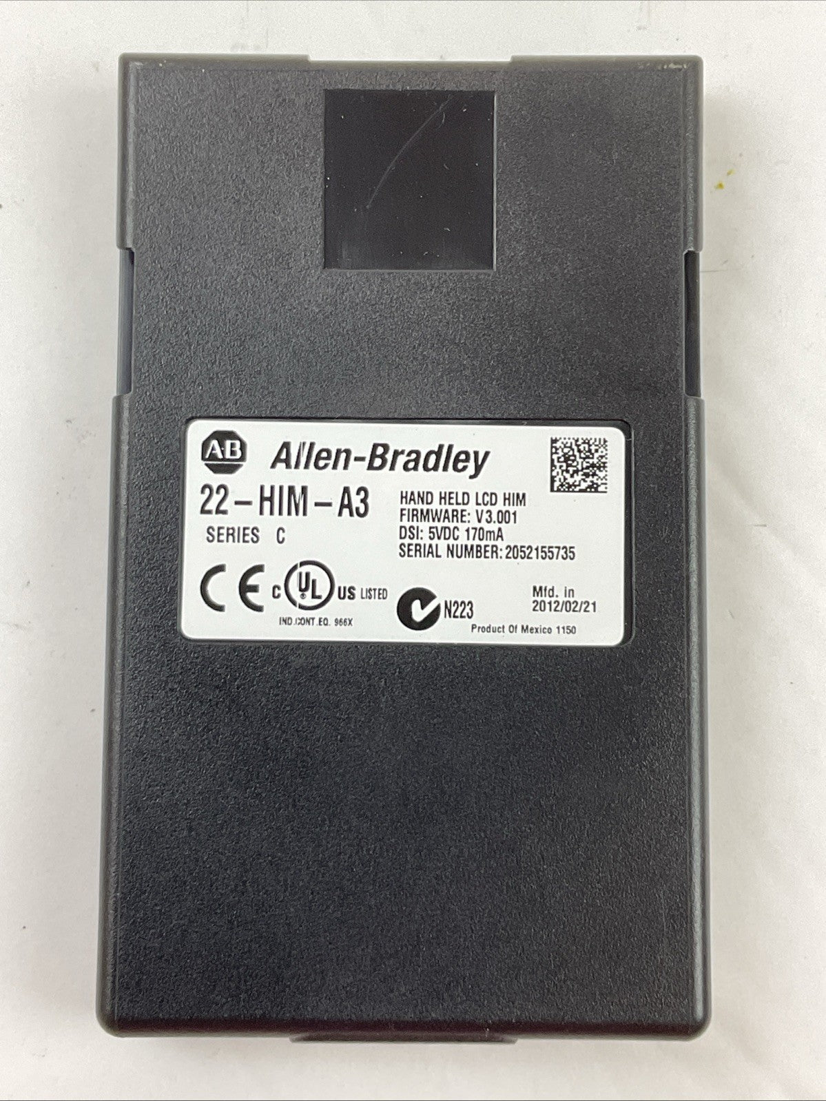 ALLEN BRADELY 22-HIM-A3 SER C FIRMWARE V3.001 HAND HELD LCD INTERFACE MODULE