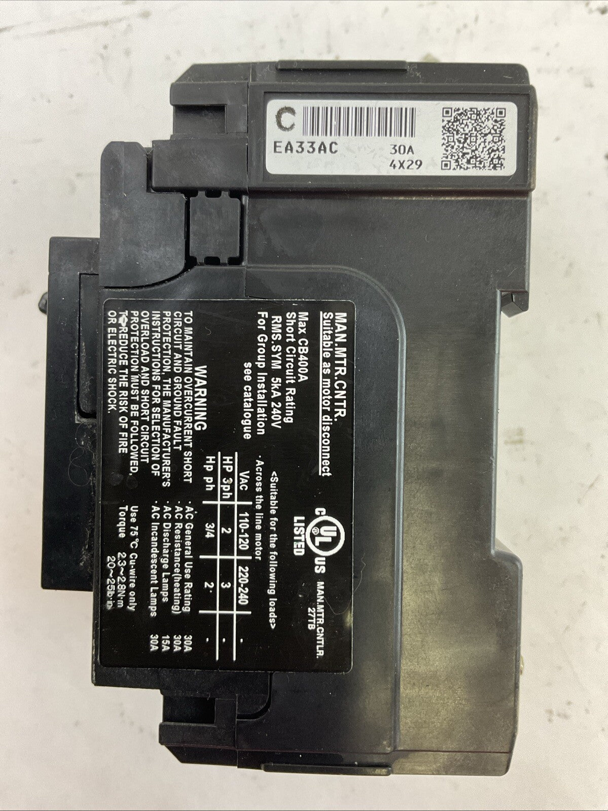 FUJI ELETRIC FA EA33AC AUTO BREAKER 30A 220VAC 2.5kA 3POLE 3HP 3PH
