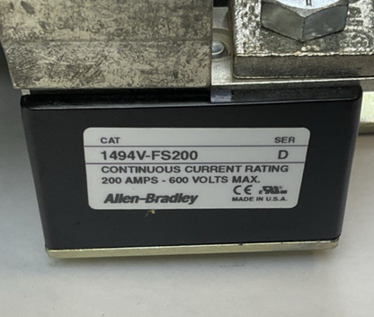 ALLEN BRADLEY 1494V-DS200 DISCONNECT SWITCH 200A 600VAC SER.D
