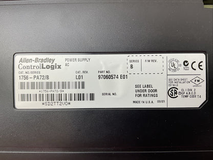 ALLEN-BRADLEY 1756-PA72 SER B CAT REV L01 POWER SUPPLY AC