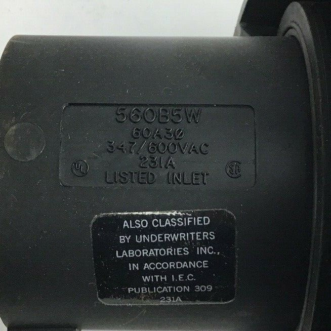 HUBBELL 560B5W WATERTIGHT INLET PIN&SLEEVE 4POLE 5 WIRE 60A 347/600VAC