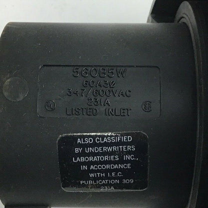 HUBBELL 560B5W WATERTIGHT INLET PIN&SLEEVE 4POLE 5 WIRE 60A 347/600VAC